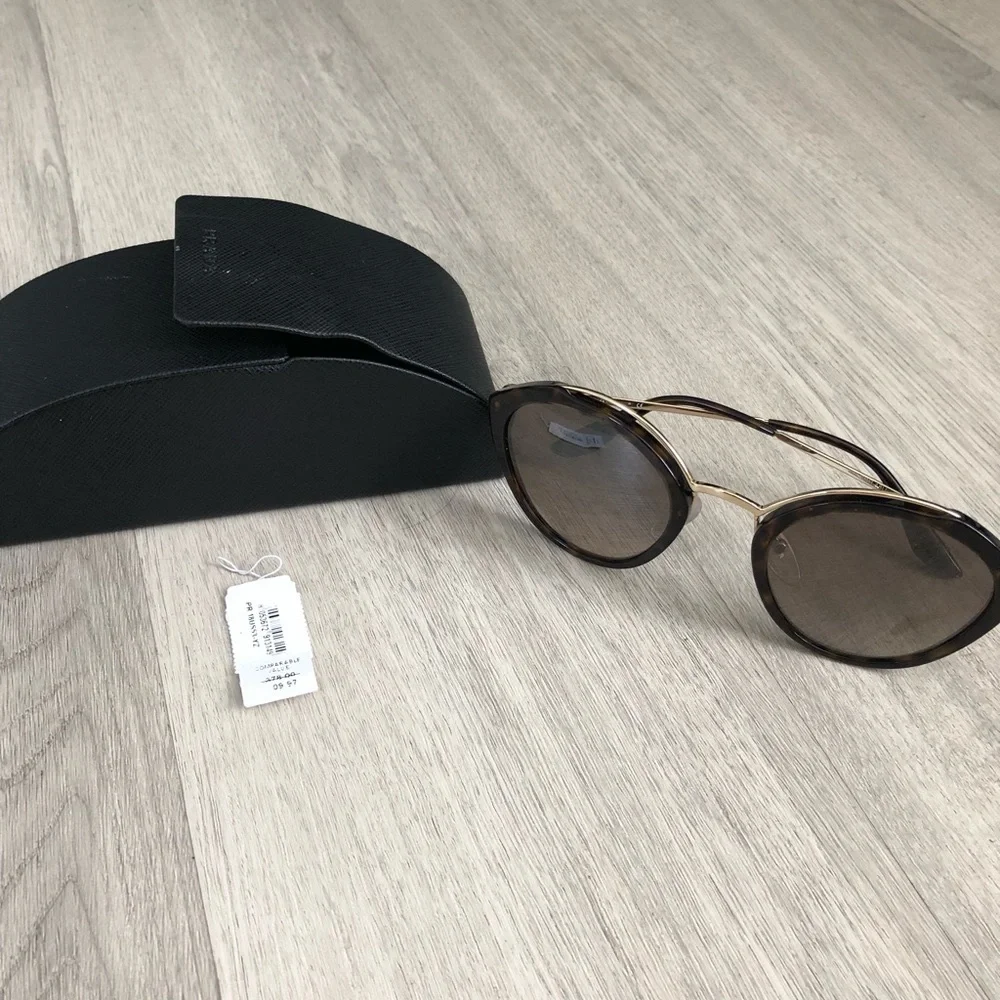 Prada Brown Tortoiseshell Round Sunglasses